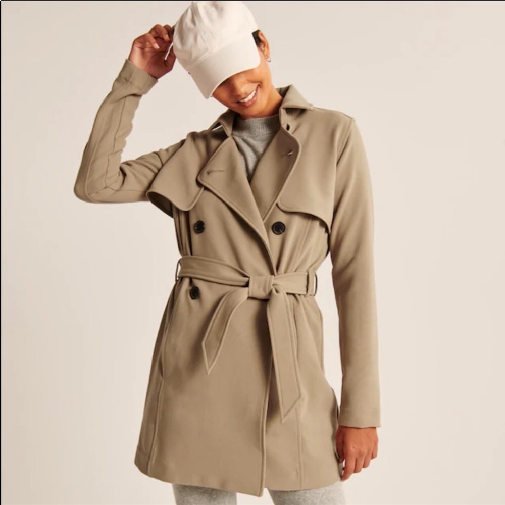 Abercrombie Drapey Trench Coat Light Brown